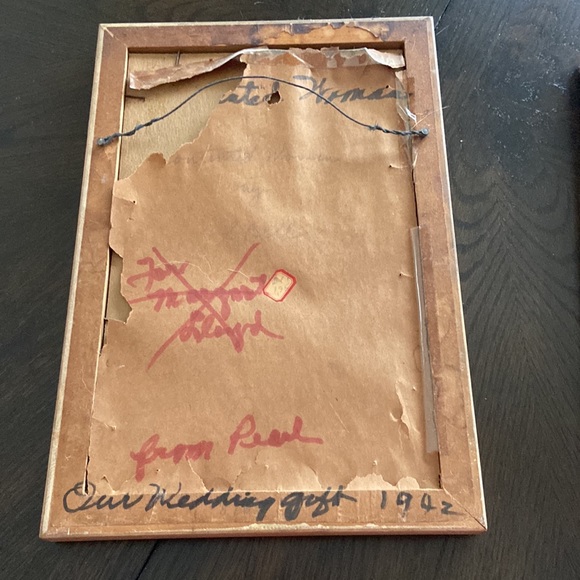 Vintage Sara Bell Painting from 1942 Contented Man & Contented Woman - Picture 4 of 4